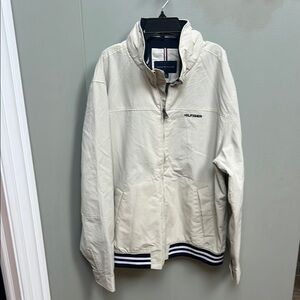 Tommy Hilfiger Cream Windbreaker Jacket Lightweight Casual